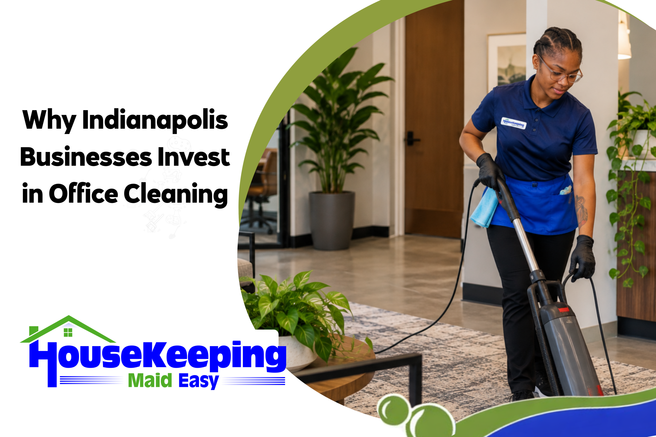 woman vaccuming office floor indianapolis